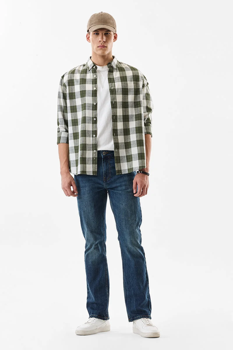 SNITCH Blue Straight Fit Stretch Washed Jeans for Men | Best Price UAE